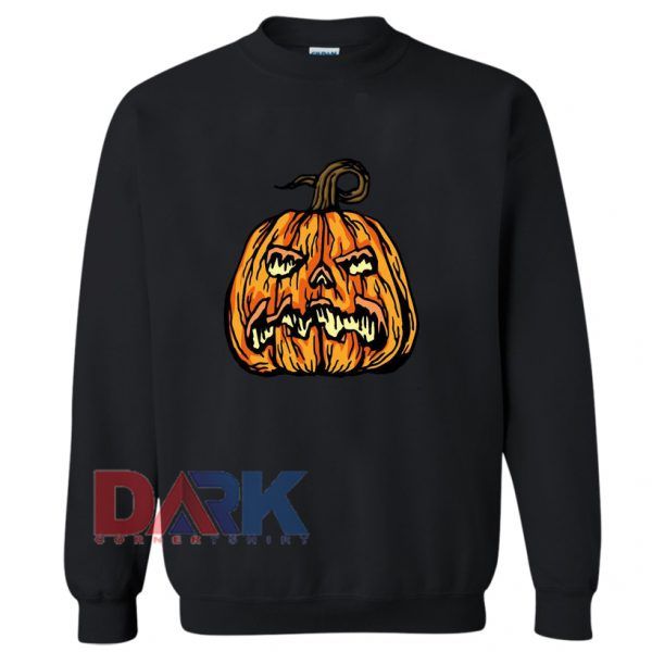 Halloween Orange Pumpkin Scary Face Sweatshirt