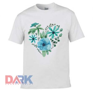 Blue Floral Heart t shirt for men and women shirt